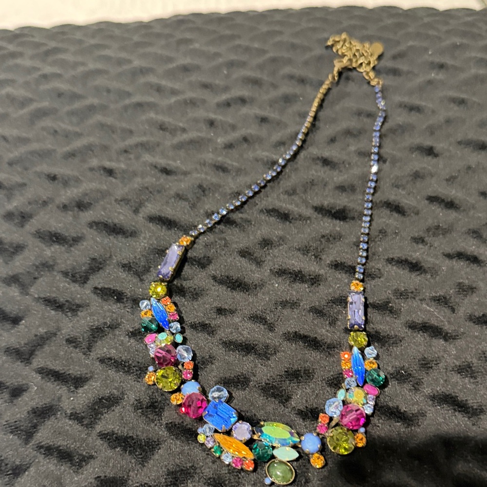 Sorrelli Multicolor Crystal Bib Necklace with Gold Accents